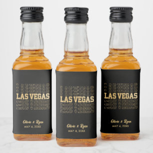Las Vegas Wedding Black & Gold Mini Liquor Bottle Label