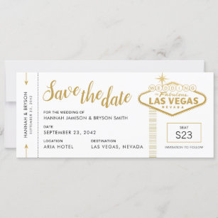 Las Vegas Wedding Boarding Pass Save the Date Card