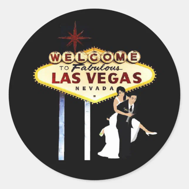 Las Vegas Wedding Bride & Groom Sticker Zazzle