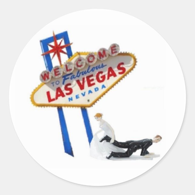 Las Vegas Wedding Bride & Groom Sticker (Front)