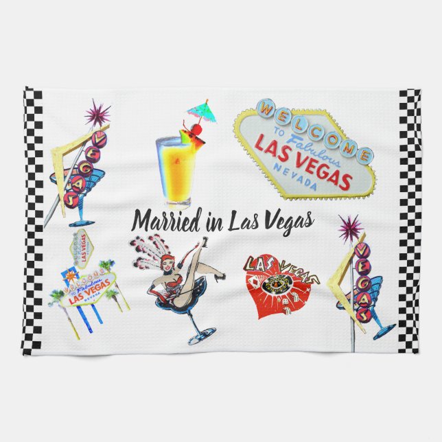 Las Vegas Wedding Bride or Groom Kitchen Towel (Horizontal)