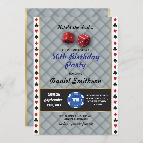 Las Vegas Wedding Casino Dice Party Birthday Invitation