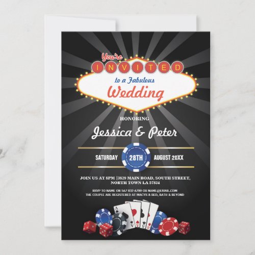 Las Vegas Wedding Casino Dice Party Invite