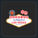 Las Vegas Wedding - Couple Married in Las Vegas Square Sticker<br><div class="desc">Planning a Vegas bachelorette party or getting married in Vegas? This Vegas wedding design is perfect for a reception or honeymoon in Vegas! Turn heads on the Las Vegas strip, do some gambling at the casino, or day drinking poolside at a Vegas club! Features "Married in Vegas" design w/ a...</div>