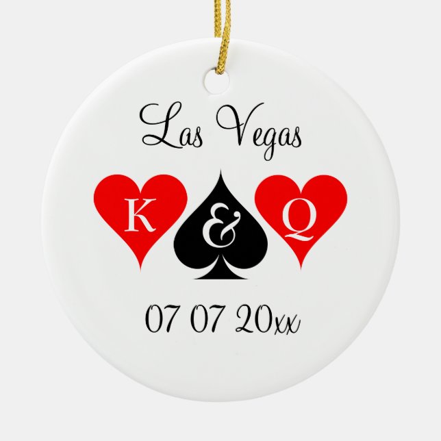 Las Vegas wedding custom monogram Christmas tree Ceramic Ornament (Front)