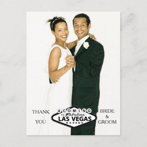 Las Vegas Wedding Custom Photo Thank You Announcement Postcard