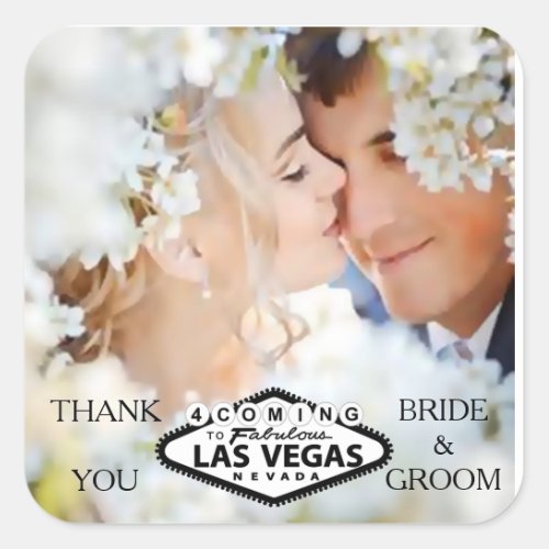 Las Vegas Wedding Custom Photo Thank You Square Sticker