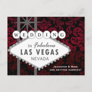 LAS VEGAS WEDDING Damask Save the Date Postcard