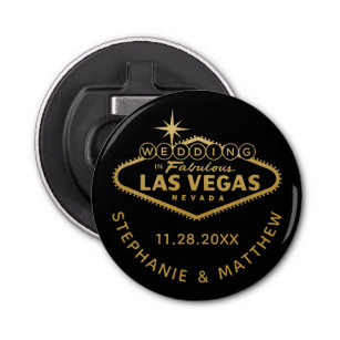 Las Vegas Wedding Date Favor Magnetic Bottle Opener