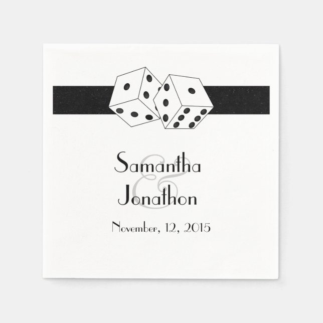 Las Vegas Wedding Dice Theme Black and White Napkins (Front)