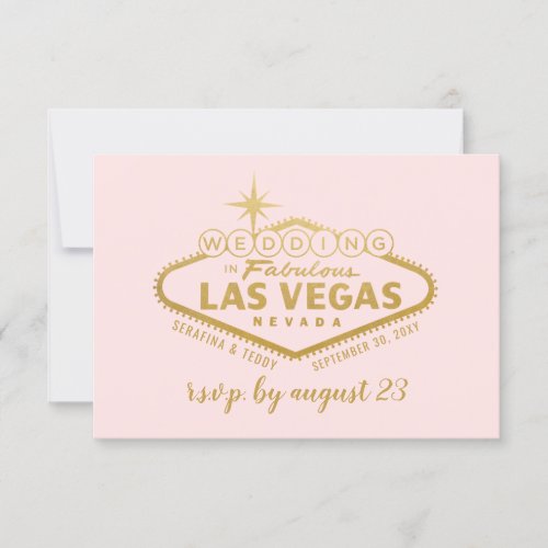 Las Vegas Wedding Elegant Pink Gold RSVP Card