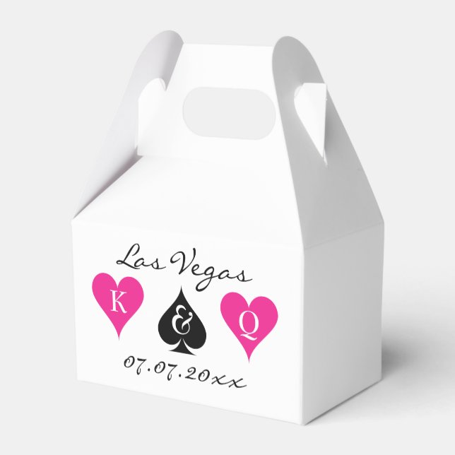 Las Vegas wedding favor box with monogram suits (Back Side)