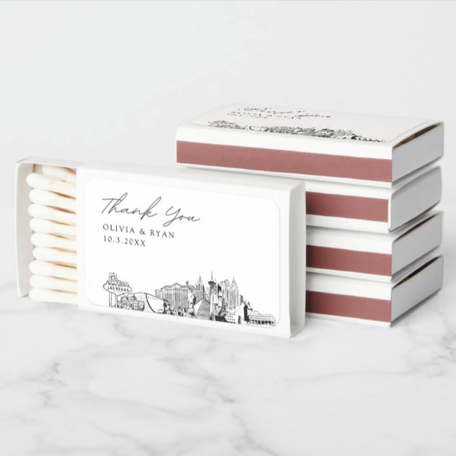 Las Vegas Wedding Favor Custom Thank You Matchboxes (Las Vegas Wedding Favor Custom Thank You Matchboxes)