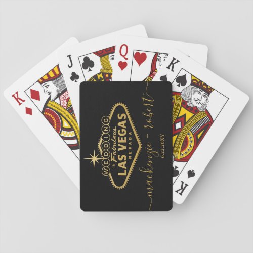 Las Vegas Wedding Favor Elegant Gold Script Poker Cards