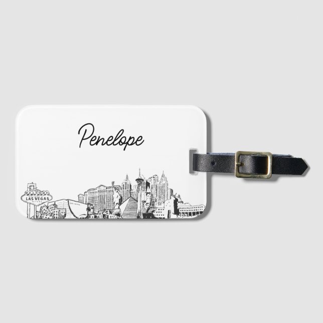 Las Vegas Wedding Favor Personalized Luggage Tag (Front Horizontal)