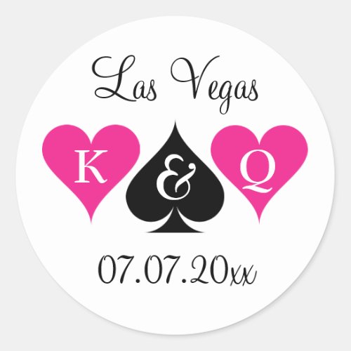 Las Vegas wedding favor stickers with monogram