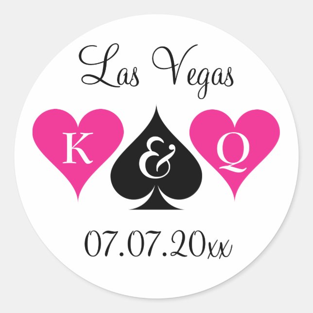 Las Vegas wedding favor stickers with monogram (Front)