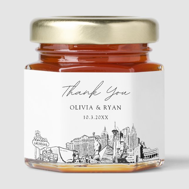Las Vegas Wedding Favor Thank You Mini Honey Jars (Front)