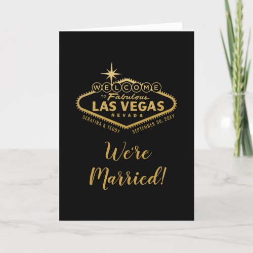 Las Vegas Wedding Folded Announcement Vertical