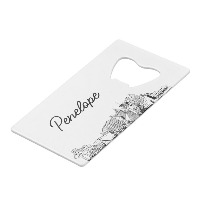 Las Vegas Wedding Gift Personalized Bottle Opener (Back Angled)