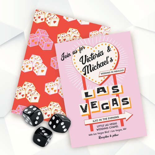 Las Vegas Wedding heart sign Invitation