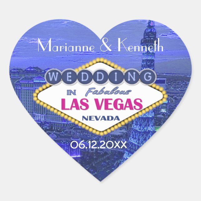 Las Vegas Wedding Heart Sticker (Front)