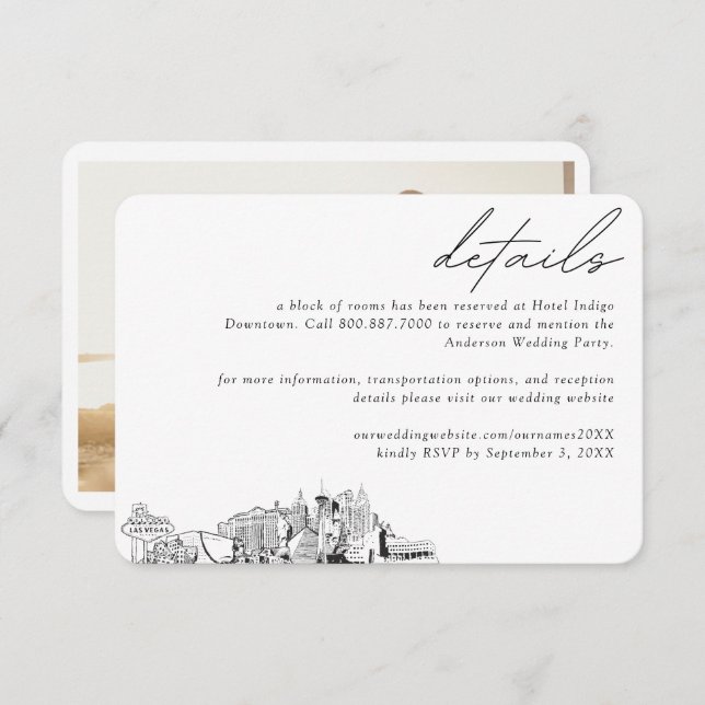 Las Vegas Wedding Hotel Room Block Details Enclosure Card (Front/Back)