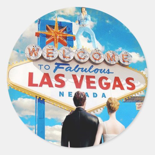 Las Vegas Wedding Invitation Classic Round Sticker