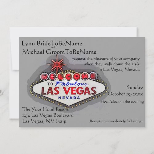 Las Vegas Wedding Invite Silver Gray