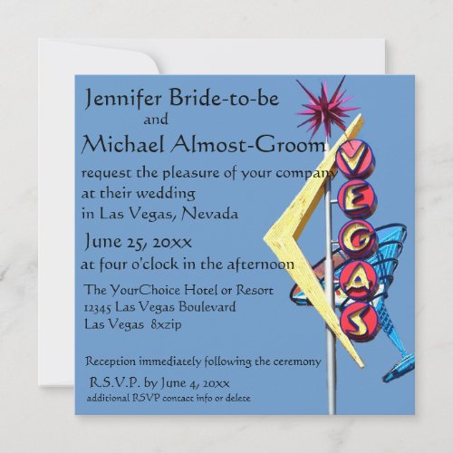 Las Vegas Wedding Invite Vintage Neon Sign