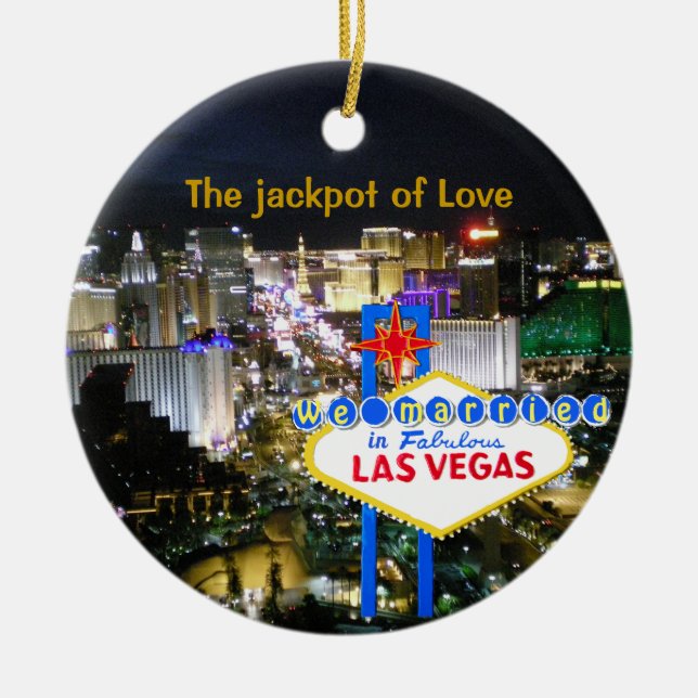 Las Vegas Wedding Jackpot Ceramic Ornament (Front)