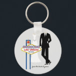 Las Vegas Wedding Keepsake Keychain<br><div class="desc">Wedding in Las Vegas Keepsake Button Keychain
from the bride & groom</div>