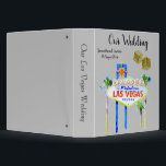 Las Vegas Wedding Lucky in Love  silver gray 3 Ring Binder<br><div class="desc">Las Vegas wedding album features the famous welcome to fabulous Las Vegas neon sign and gold dice to symbolize Lucky in Love. Personalized with names and date. This Las Vegas 3 ring binder makes a perfect photo album: insert the type of photo pages you prefer and make the album part...</div>