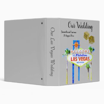 Las Vegas Wedding Lucky In Love  Silver Gray 3 Ring Binder by Rebecca_Reeder at Zazzle