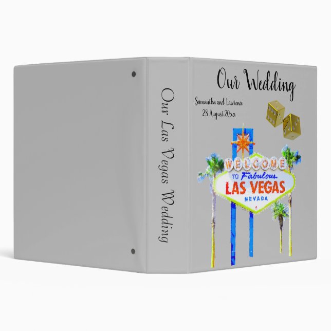 Las Vegas Wedding Lucky in Love  silver gray 3 Ring Binder (Background)
