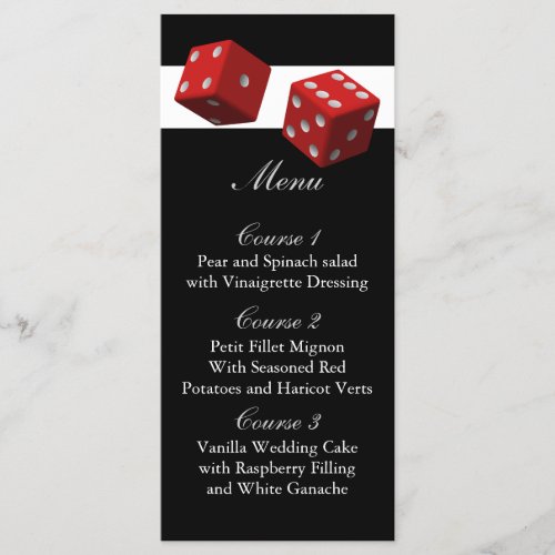 Las vegas wedding menu cards