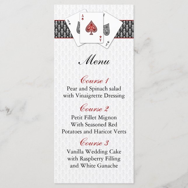 Las vegas wedding menu cards (Front)