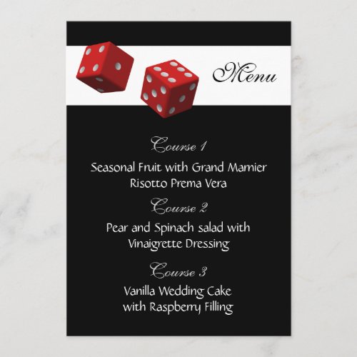 Las vegas wedding menu cards