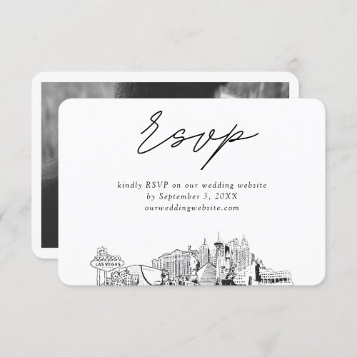 Las Vegas Wedding Minimalist Sketch RSVP Enclosure Card