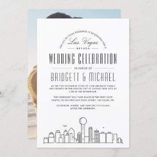 Las Vegas Wedding   Modern Deco Skyline  Invitation