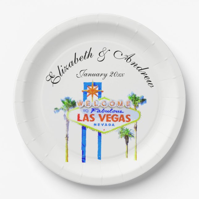 Las Vegas Wedding Paper Plates (Front)