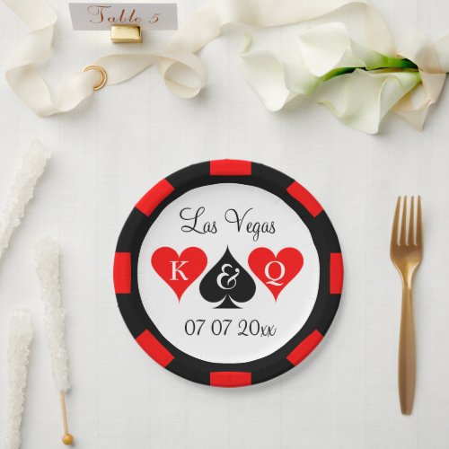 Las Vegas wedding party poker chip design plates