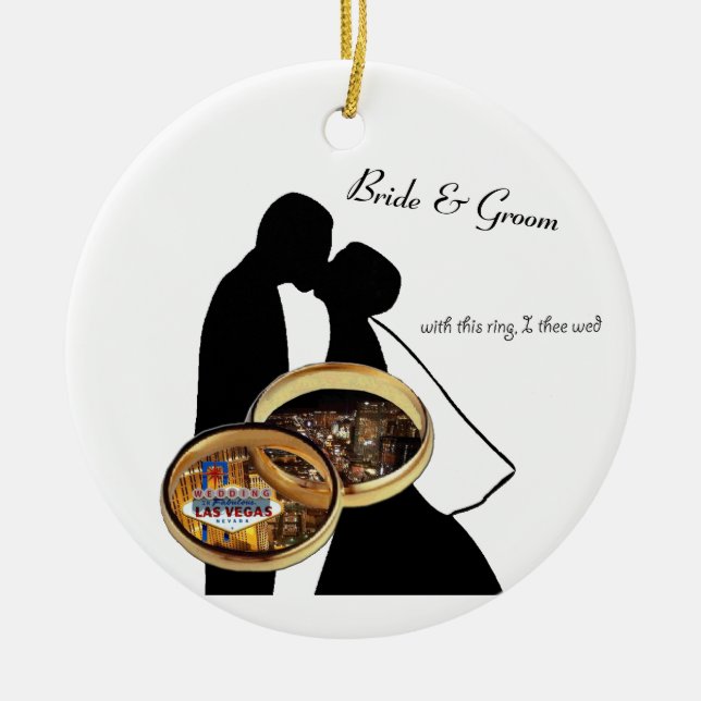 Las Vegas Wedding Personalized Ceramic Ornament (Front)