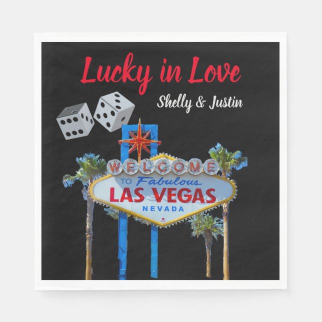 Las Vegas Wedding personalized Napkins (Front)