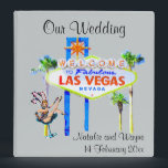 Las Vegas Wedding Photo Album 3 Ring Binder<br><div class="desc">Stylish Las Vegas photo album or memory book in silver gray with a design combining the famous welcome sign on Las Vegas Boulevard with fun retro style showgirl art.</div>