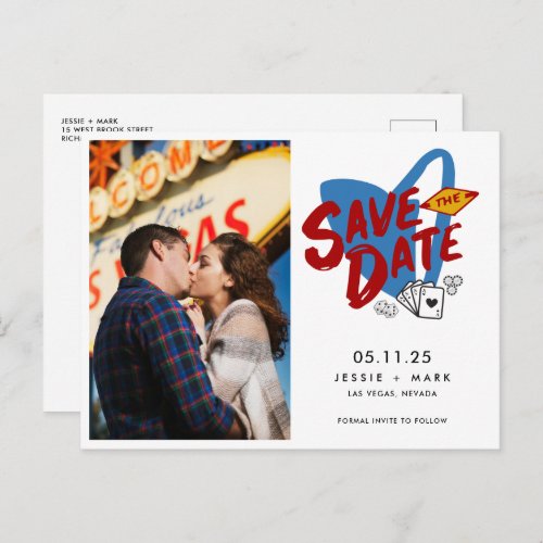 Las Vegas Wedding Photo Save the Date Announcement Postcard