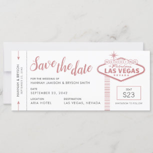 Las Vegas Wedding Plane Ticket Save the Date Card