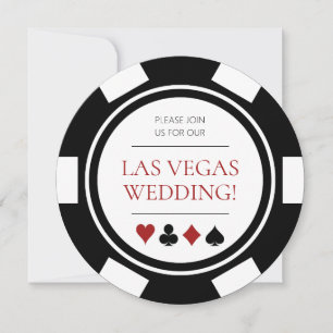 Las Vegas Wedding Poker Chip Black White Invitation