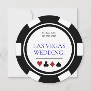 Las Vegas Wedding Poker Chip Blue White Invitation