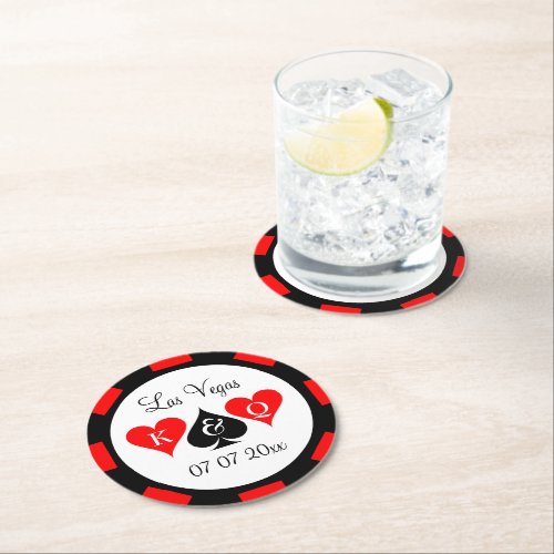 Las Vegas wedding poker chip custom drink coasters